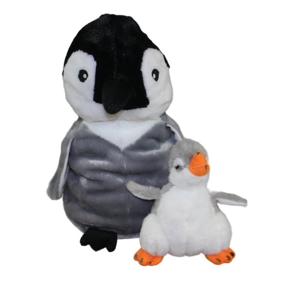 Sea World Penguin Plush Set Reversible Pillow Zip Gray Purple Stuffed Toys RARE - Picture 1 of 7